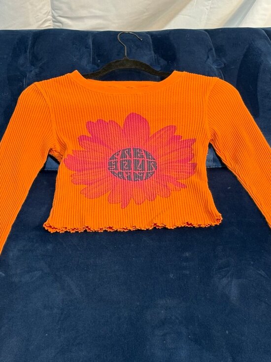 Urban Outfitters Tops - Urban Outfitters Shawni "Free Your Mind" Orange Ribbed Crop Long Sleeve Top S